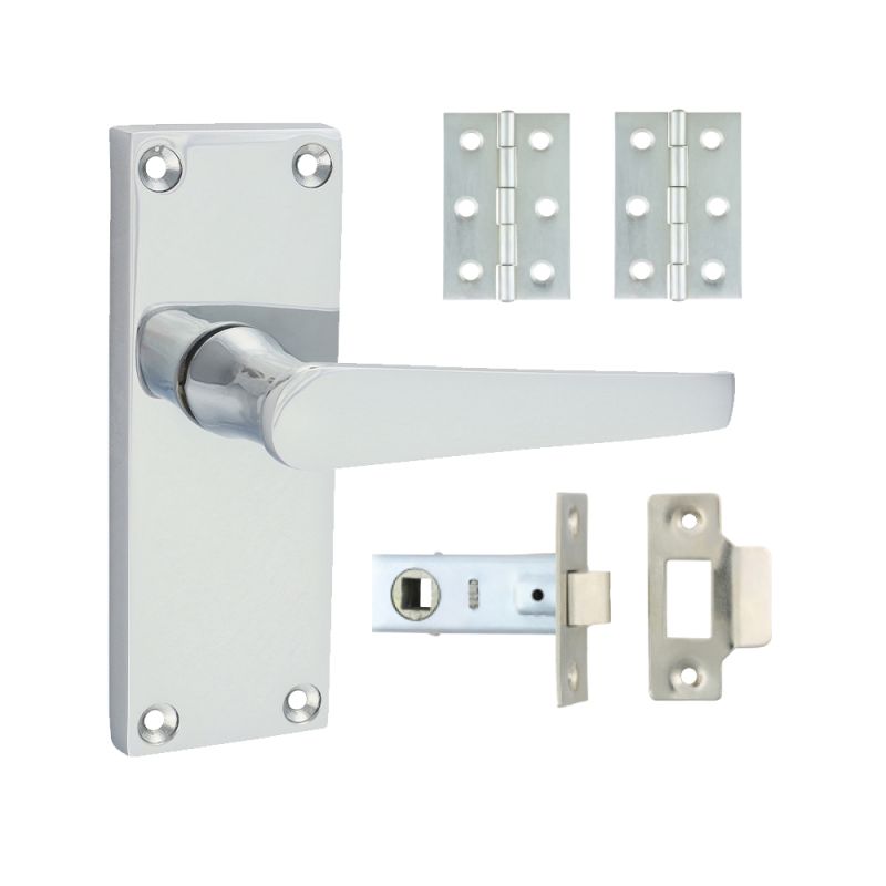 VICTORIAN STRAIGHT LATCH DOOR PACK POLISHED CHROME 200085