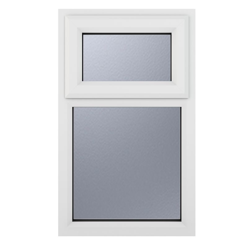 WHITE PVC-U TOP OPENER OBSCURE GLAZED WINDOW 