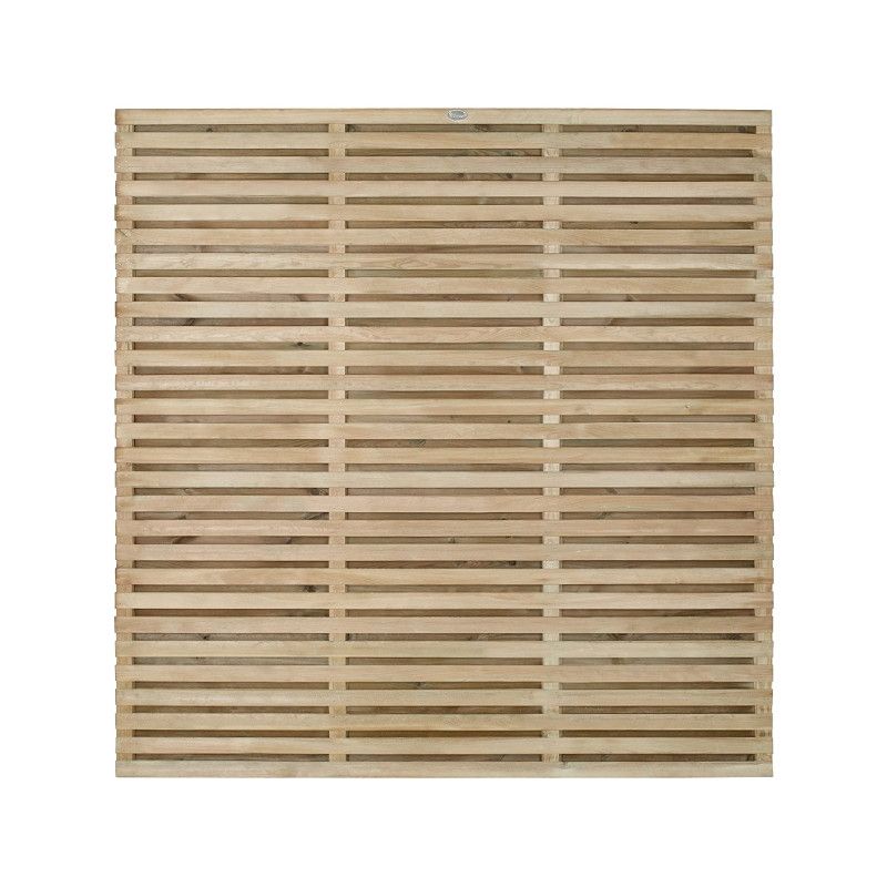 MODERN DOUBLE SLATTED FENCE PANEL 1.8M H X 1.8M W