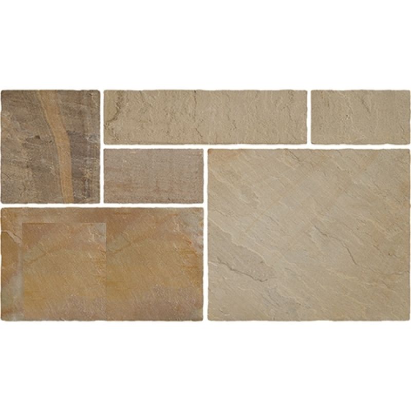 GOLDEN FOSSIL INDIAN STONE PATIO KIT 20.7 M2 PAVE CLASSIC NOT TO BE SPOT LAYED FULL BED ONLY